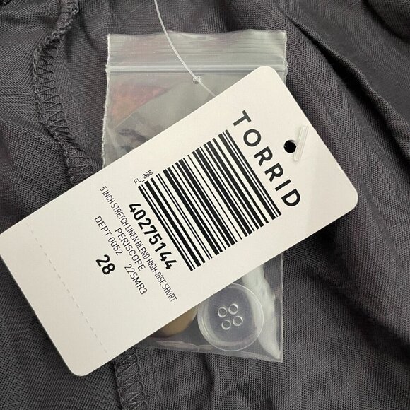 Torrid NWT Womens 5" Stretch Linen Blend High Rise Short Sz 28 Plus Gray Stretch - Picture 4 of 11